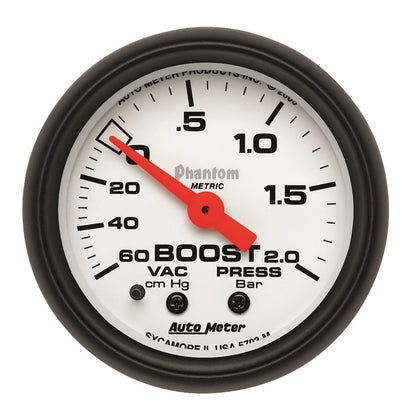 Autometer Phantom 2-1/16in 60CM/HG - 2.0 Bar - Mechanical Gauge 5703-M