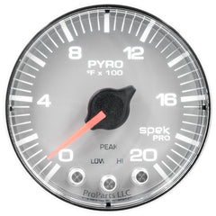 Autometer Spek-Pro Gauge Pyro. (Egt) 2 1/16in 2000f Stepper Motor W/Peak & Warn Slvr/Chrm