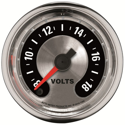 Autometer American Muscle 52mm Full Sweep Electric 8-18 Volts Voltmeter Gauge 1282