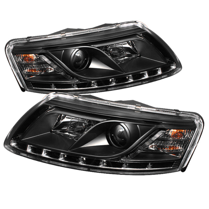 Spyder Audi A6 05-07 Projector Headlights Halogen Model Only - DRL Black PRO-YD-ADA605-DRL-BK - eliteracefab.com