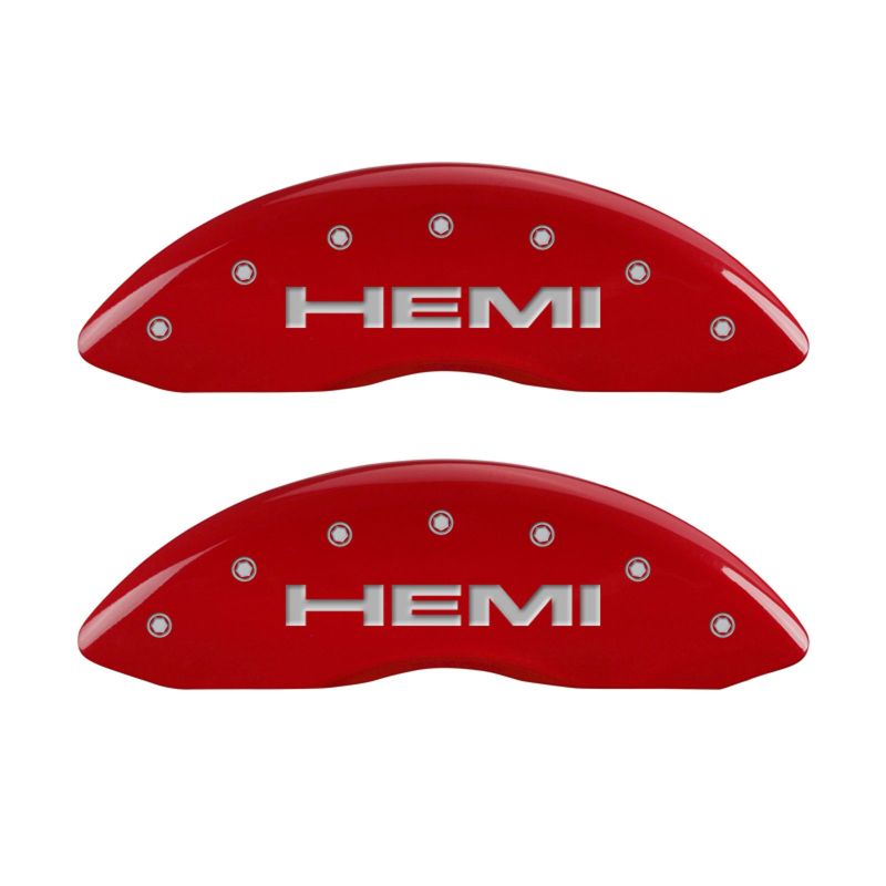 MGP 4 Caliper Covers Engraved Front & Rear Hemi Red finish silver ch MGP