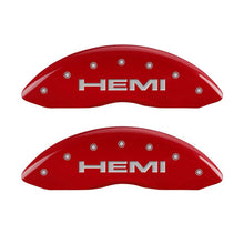 Load image into Gallery viewer, MGP 4 Caliper Covers Engraved Front &amp; Rear Hemi Red finish silver ch MGP