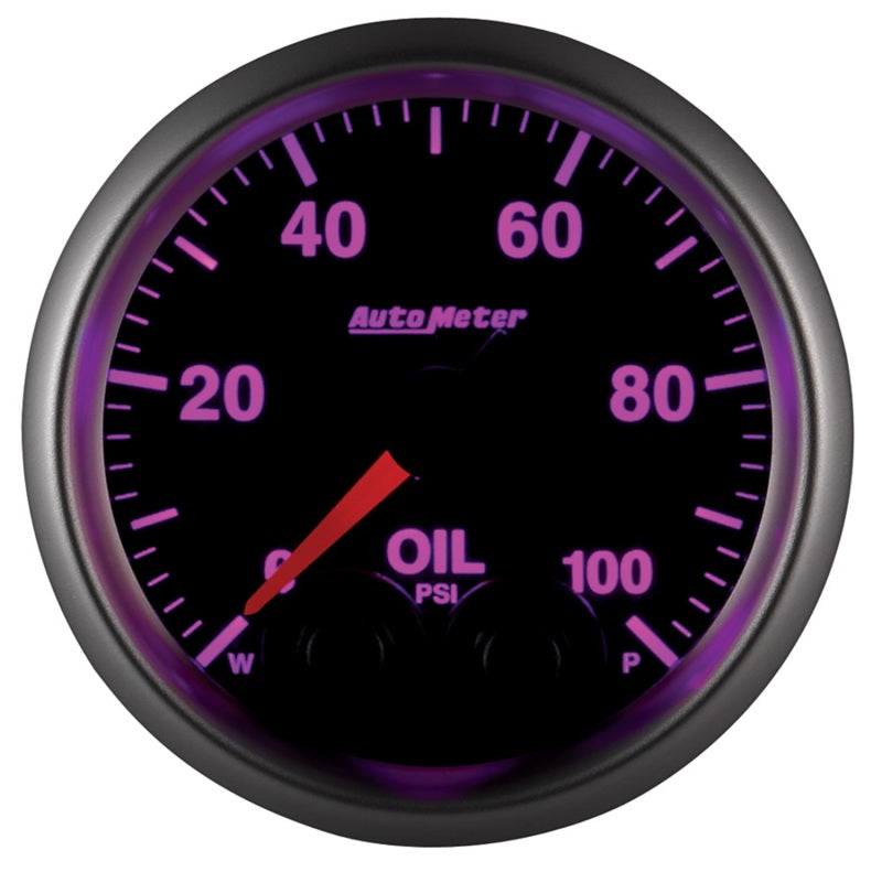 AutoMeter GAUGE; OIL PRESS; 2 1/16in.; 100PSI; STEPPER MOTOR W/PEAK/WARN; ELITE - eliteracefab.com