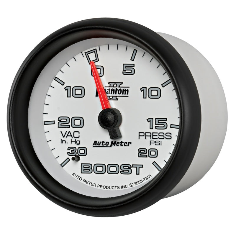 AutoMeter Gauge Vac/Boost 2-5/8in. 30Inhg-20PSI Mechanical Phantom II 7801