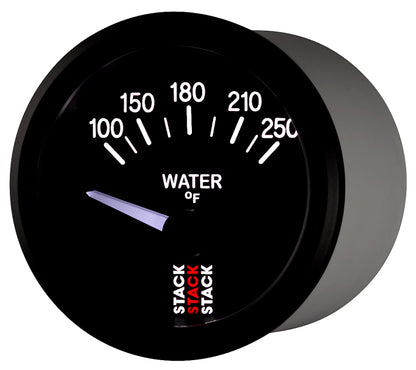 Autometer Stack 52mm 100-250 Deg F 1/8in NPTF Electric Water Temp Gauge - Black ST3208