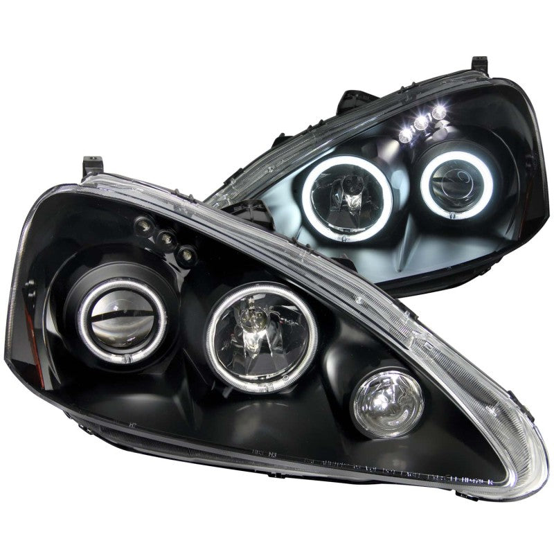 ANZO USA Acura Rsx Projector Headlights W/ Halo Black; 2005-2006 - eliteracefab.com