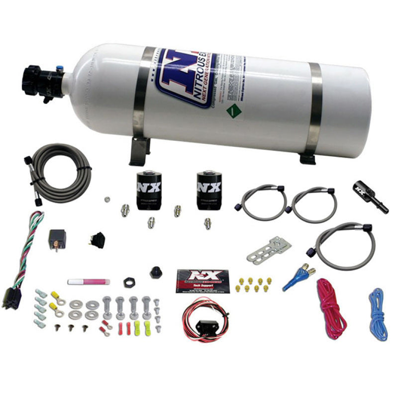 Nitrous Express 11-15 Ford Mustang GT 5.0L Coyote Single Nozzle Nitrous Kit (35-150HP) w/15lb Bottle