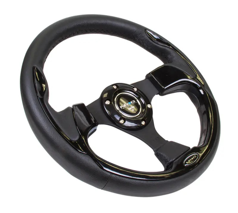 NRG Reinforced Sport Steering Wheel 320mm Black Trim - eliteracefab.com