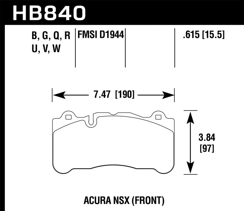 Hawk Performance DTC-60 Front Brake Pads - HB840G.615