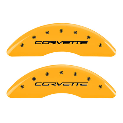 MGP 4 Caliper Covers Engraved Front & Rear C6/Corvette Yellow finish black ch MGP