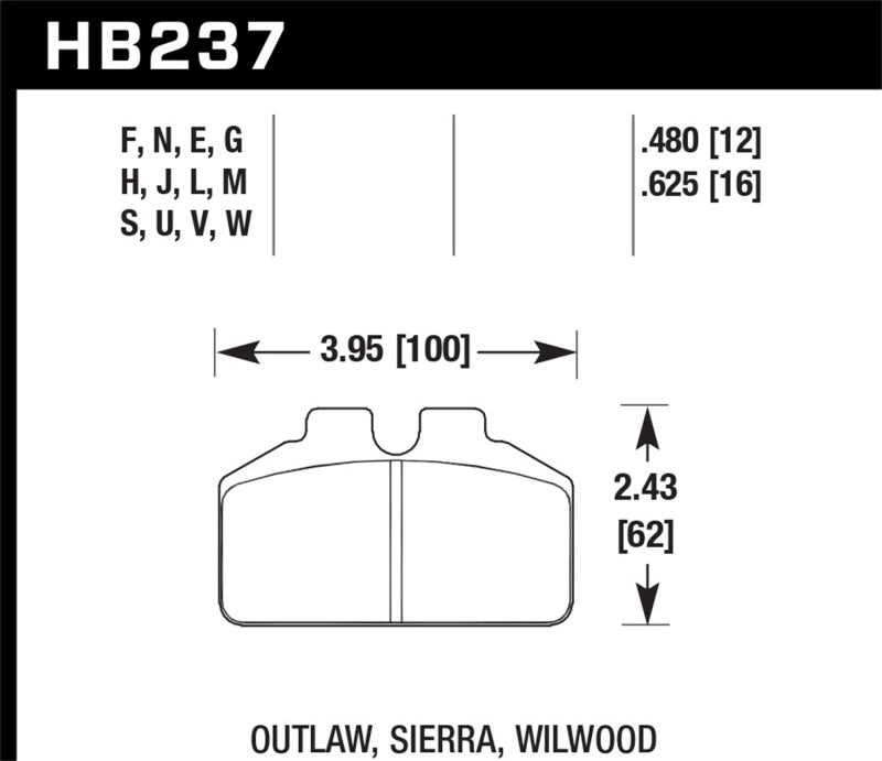 Hawk Performance Black Brake Pads - HB237M.480 Hawk Performance