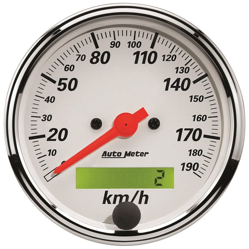 Autometer Arctic White 5 Pc Kit Box w/ Elec KMH Speedo, Elec Oil Press, Water Temp, Volt, Fuel Level 1302-M