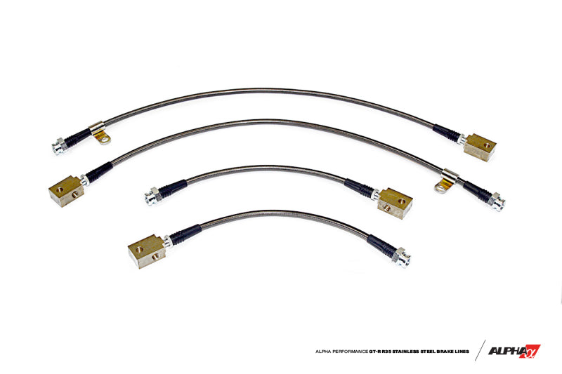 AMS Performance 2009+ Nissan GT-R R35 Alpha Short Route Style Stainless Steel Brake Lines - eliteracefab.com