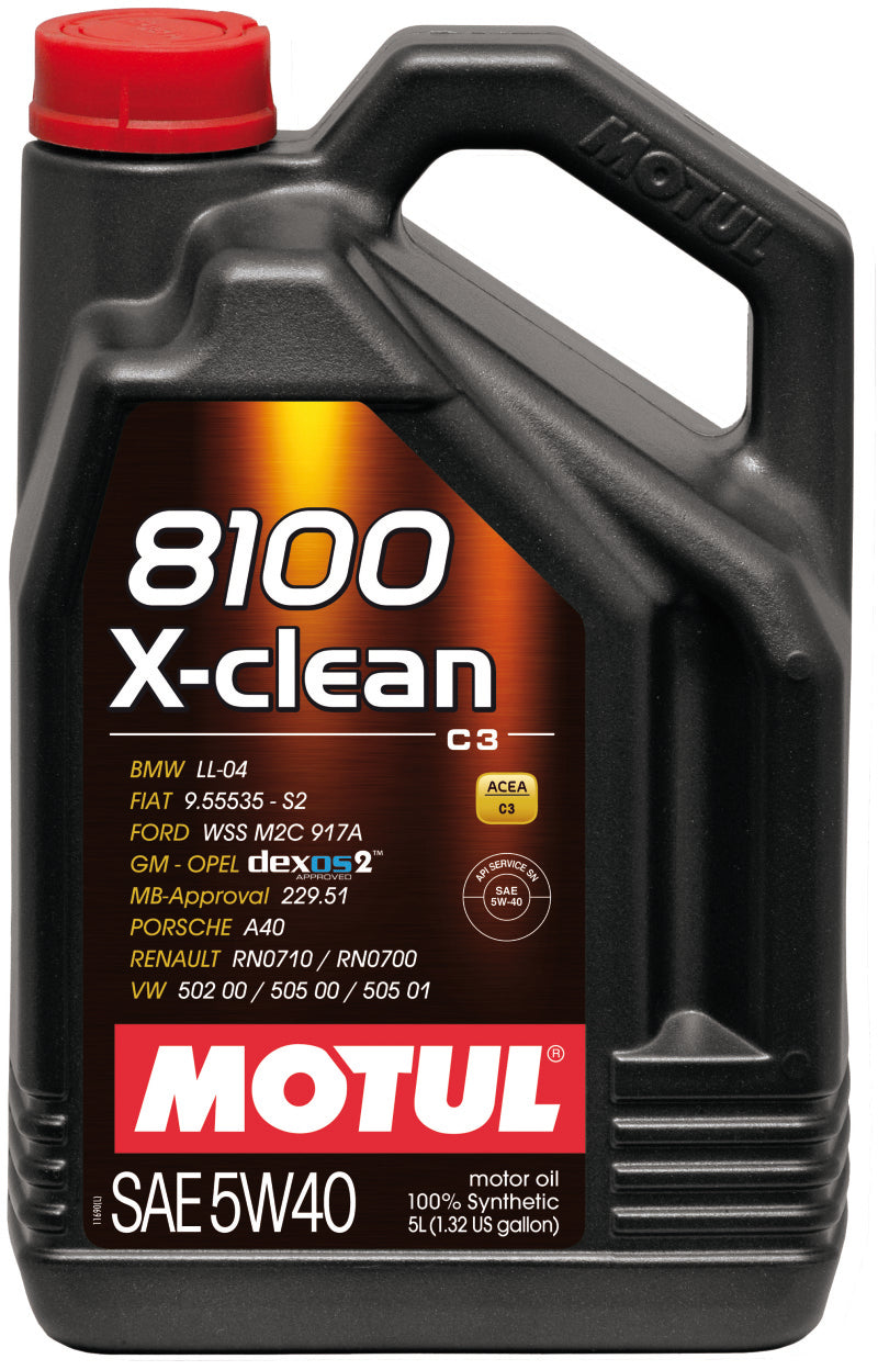 Motul 5L Synthetic Engine Oil 8100 5W40 X-CLEAN C3 -505 01-502 00-505 00-LL04-229.51-229.31 - eliteracefab.com