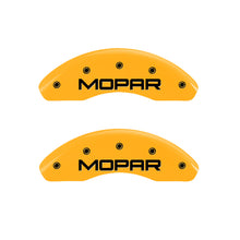 Load image into Gallery viewer, MGP 4 Caliper Covers Engraved Front &amp; Rear Mopar Yellow Finish Black Char 1999 Chrysler Prowler