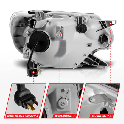 ANZO 12-15 Toyota Tacoma Projector Headlights - w/ Light Bar Switchback Chrome Housing ANZO