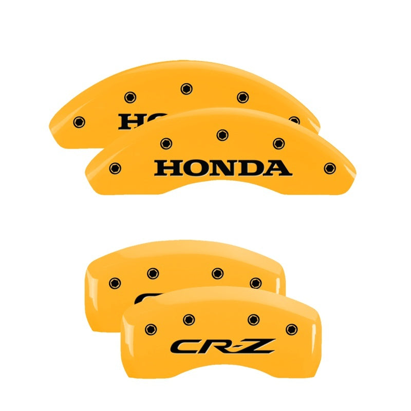 MGP 4 Caliper Covers Engraved Front Honda Engraved Rear CR-Z Yellow finish black ch MGP
