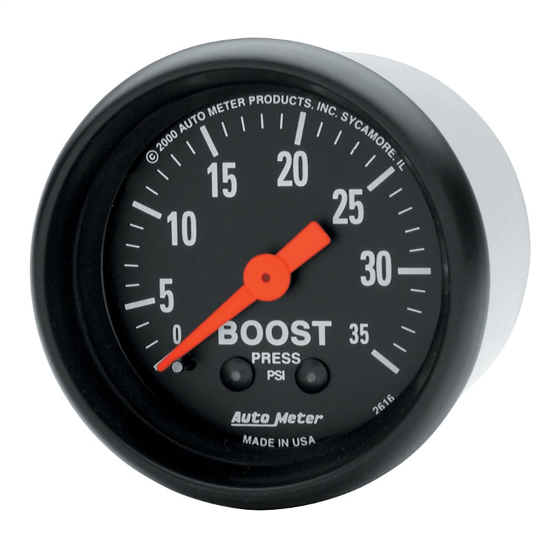 AutoMeter GAUGE; BOOST; 2 1/16in.; 35PSI; MECHANICAL; Z-SERIES - eliteracefab.com