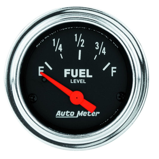 Autometer Traditional Chrome 52mm Short Sweep 0 Ohm - 90 Ohm Full Electrical Fuel Level Gauge 2514