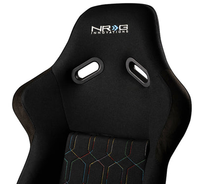 NRG FRP Bucket Seat (Black w/ Multi Color Geometric Pattern) - Large - FRP-300-MGEO-BK