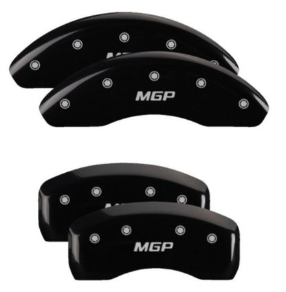 MGP 4 Caliper Covers Engraved Front & Rear MGP Black Finish Silver Characters 2017 Kia Optima MGP