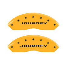 Load image into Gallery viewer, MGP 4 Caliper Covers Engraved Front &amp; Rear With out stripes/Journey Yellow finish black ch MGP