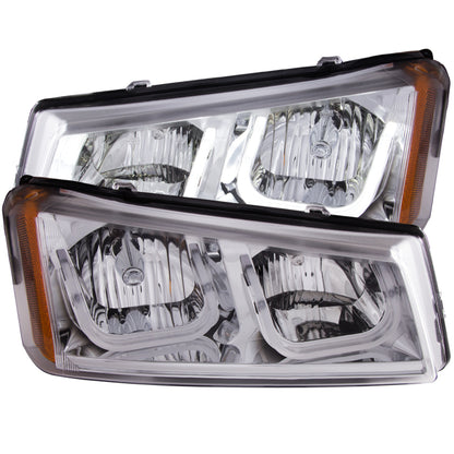 ANZO USA Chevrolet Silverado Projector Headlights W/ U-Bar Chrome; 2003-2006 - eliteracefab.com