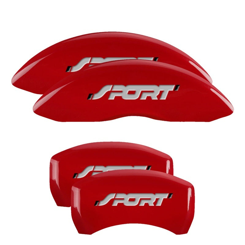 MGP 4 Caliper Covers Engraved Front & Rear Oval logo/Ford Red finish silver ch MGP