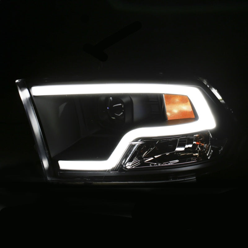 ANZO 09-18 Dodge Ram 1500 Plank Style Projector Headlights Black w/ Halo - eliteracefab.com