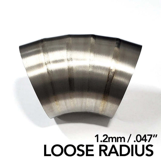 Ticon 2.5in Dia 1.5D Loose Rad 45Deg Bend 1.2mm/.047in Pre Welded Titanium Pie Cut 5pk