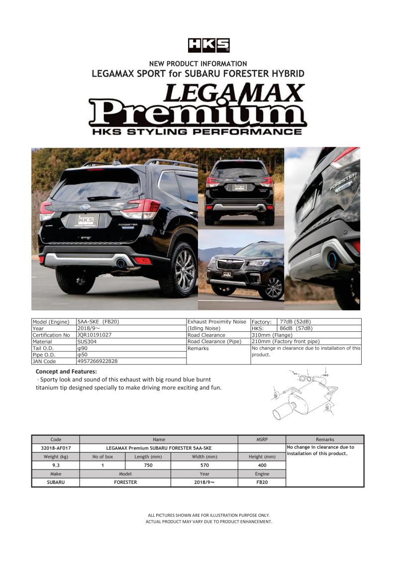 HKS LEGAMAX Premium Subaru Forester 5AA-SKE - eliteracefab.com