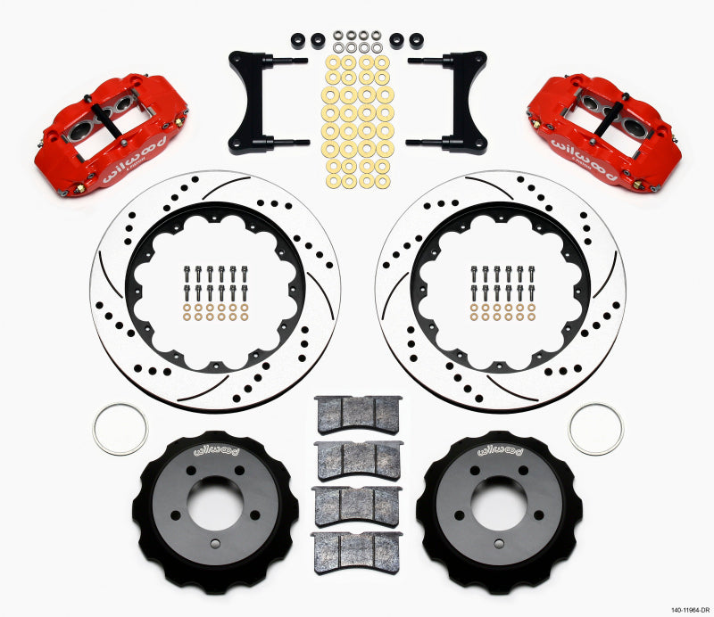 Wilwood Narrow Superlite 6R Front Hat Kit 14.00in Drill Red 93-96 Mazda RX7 Wilwood