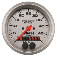 Load image into Gallery viewer, AutoMeter GAUGE; SPEEDOMETER; 3 3/8in.; 50MPH; GPS; MARINE SILVER - eliteracefab.com