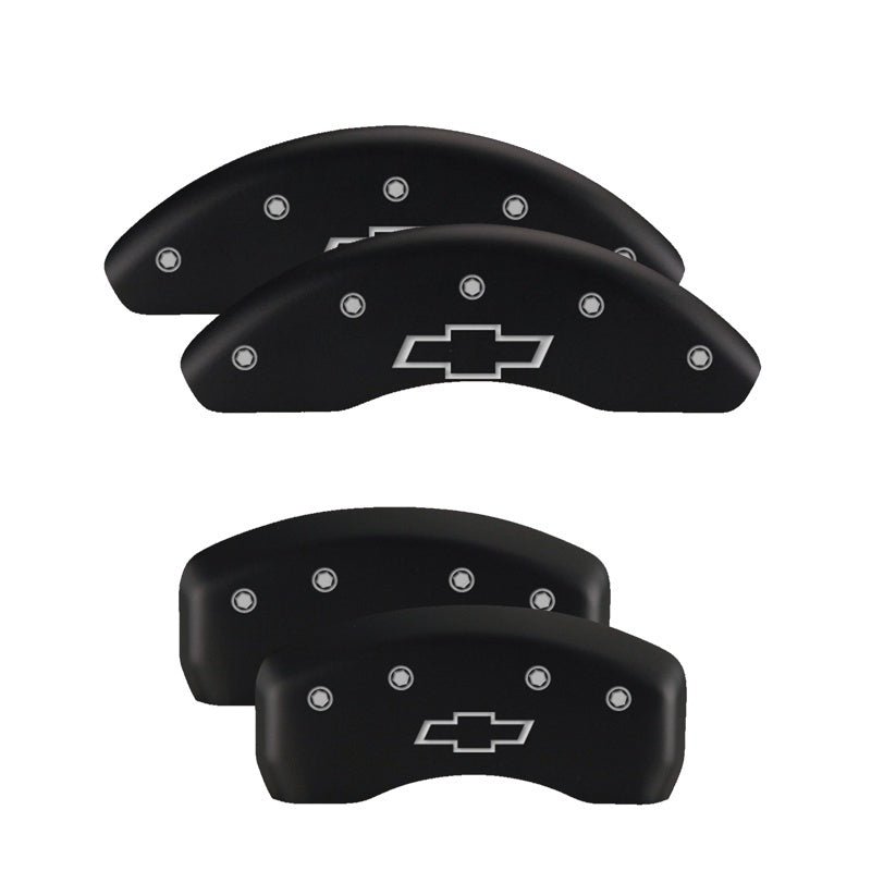 MGP Front set 2 Caliper Covers Engraved Front Silverado style/SS Red finish silver ch MGP