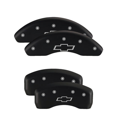 MGP Front set 2 Caliper Covers Engraved Front Silverado style/SS Red finish silver ch MGP