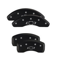 Load image into Gallery viewer, MGP Front set 2 Caliper Covers Engraved Front Bowtie Black finish silver ch MGP