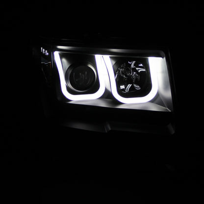 ANZO USA Ford F-150 Projector Headlights W/ U-Bar Black; 2009-2014 - eliteracefab.com