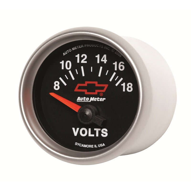Autometer GM Bowtie Black 2-1/16 Voltmeter 8-18V 3692-00406