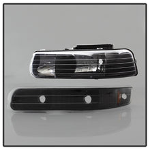 Load image into Gallery viewer, Xtune Chevy TahOE 00-06 Amber Crystal Headlights w/ Bumper Lights Black HD-JH-CSIL99-SET-AM-BK - eliteracefab.com