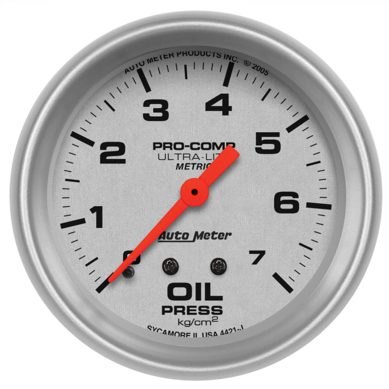 Autometer Ultra-Lite 66.7mm METRIC 0-7 Kg/CM 2 Oil Pressure Mechanical Gauge 4421-J