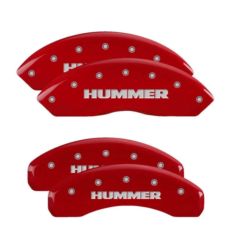 MGP 4 Caliper Covers Engraved Front & Rear Hummer Red finish silver ch MGP