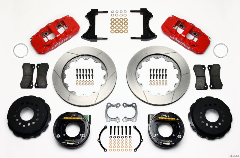 Wilwood AERO4 Rear P-Brake Kit 14.00in Red Small Ford 2.66in Offset Wilwood
