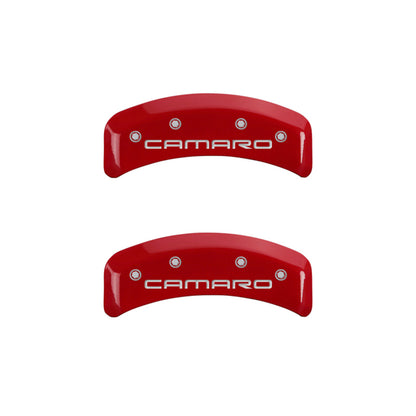 MGP 4 Caliper Covers Engraved Front & Rear Gen 4/Camaro Red finish silver ch MGP