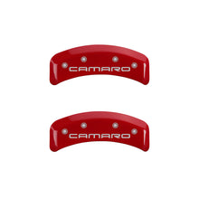 Load image into Gallery viewer, MGP 4 Caliper Covers Engraved Front &amp; Rear Gen 4/Camaro Red finish silver ch MGP