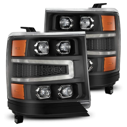 AlphaRex 880237 16-18 Chevy 1500HD NOVA-Series LED Proj Headlights BK w/Actv Lgt/SeqSig & DRL (Req 810023)