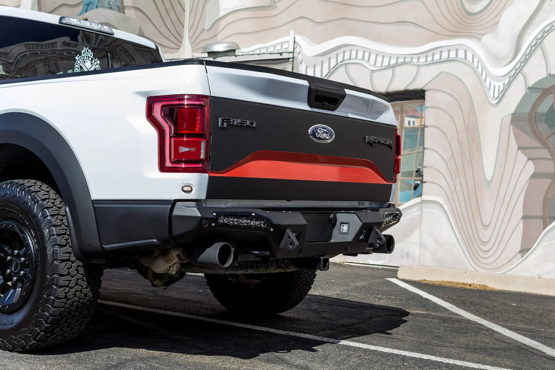 Addictive Desert Designs 17-18 Ford F-150 Raptor HoneyBadger Rear Bumper w/ 10in SR LED Mounts Addictive Desert Designs