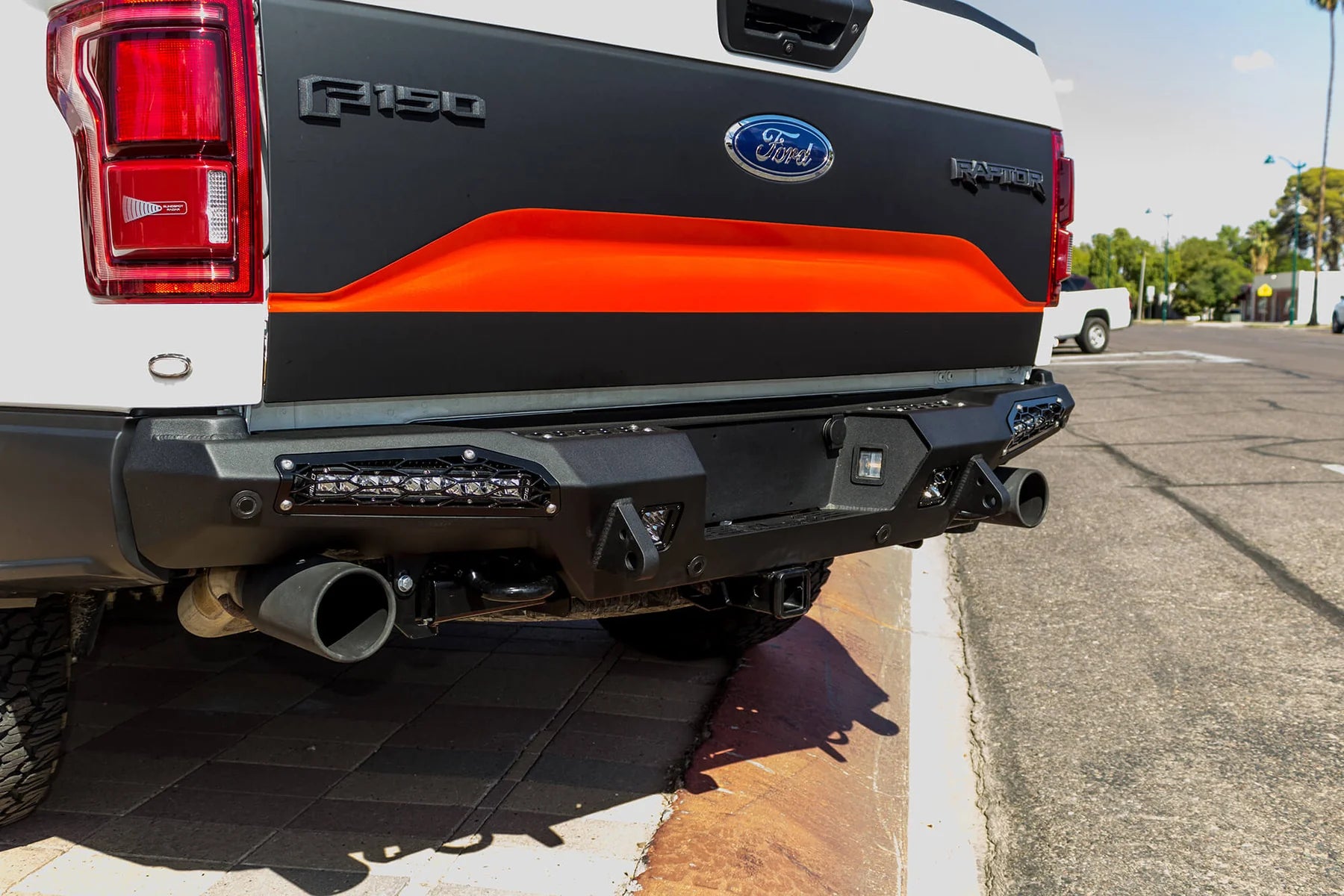 Addictive Desert Designs 17-18 Ford F-150 Raptor HoneyBadger Rear Bumper w/ 10in SR LED Mounts Addictive Desert Designs