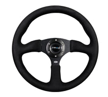 Load image into Gallery viewer, NRG Reinforced Steering Wheel 350mm Sport Leather Racing 2.5 Inch Deep Comfort Grip 4mm matte black spoke with Alcantara finish - eliteracefab.com