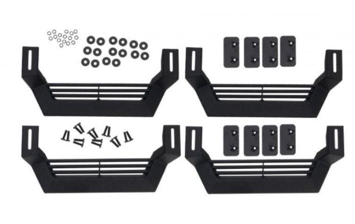 Rampage 1999-2019 Jeep Rock Rail Short Step Universal 4 Piece Set - Black - eliteracefab.com