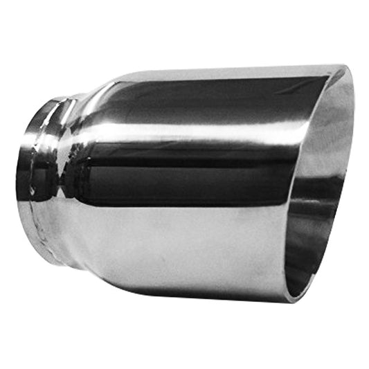 Vibrant 4in OD Round SS Exhaust Tip (Double Wall Angle Cut Beveled Outlet) 3in. ID Inlet - eliteracefab.com